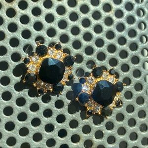Black Gem Stud Earrings